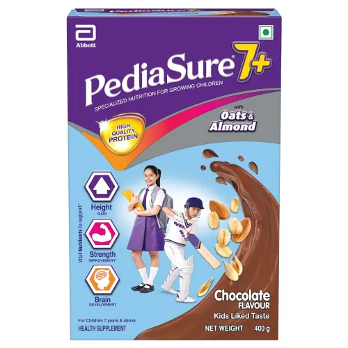 Image of PediaSure 7+ Specialized Nutrition Drink Powder 400 Grams,Premium Chocolate Flavour With Oats & Almonds,For Growing Chil