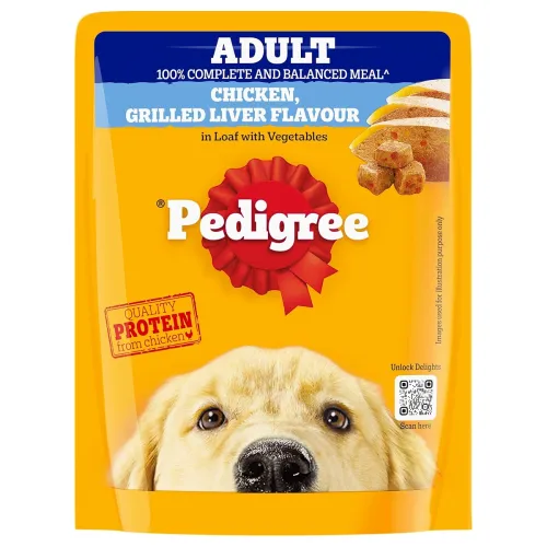 Image of Pedigree Adult Wet Dog Food, Chicken Grilled Liver Flavour in Loaf with Vegetables, 70 g, Supports Healthy Immune System