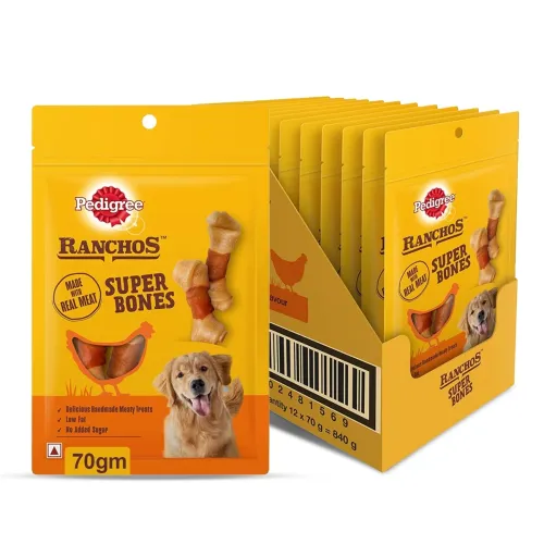 Image of Pedigree Ranchos Super Bones Chicken & Milky Dog Treats 70g (PO12)