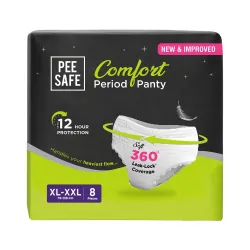 Pee Safe Comfort Period Panties | XL-XXL | 8 Panties | 360° Protection | 12 Hr Protection | Leak Proof | Overnight Comfo