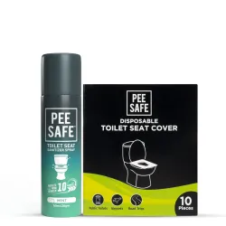 PEESAFE Toilet Hygiene Combo For Women | Toilet Seat Sanitizer Mint (50 Ml) With Disposable Toilet Seat Cover (10 N) | P