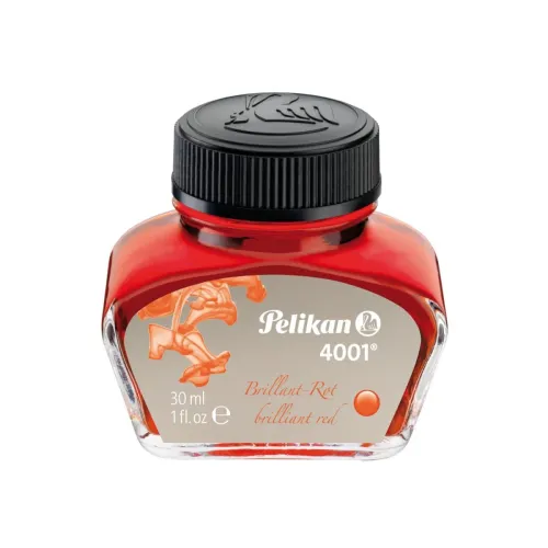 Image of Pelikan 4001 Fountain Pen Ink Bottle - 30ml (Brilliant Red)