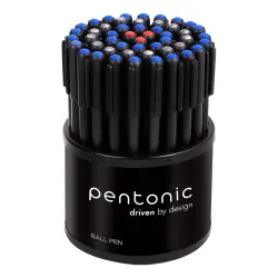 Pentonic 0.7mm Ball Point Pen Tumbler Pack | Black Body | Blue, Black & Red Ink | Pack of 50 Pens