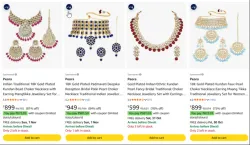 Peora Gold Plated Kundan Choker Necklace at minimum 71% Discount