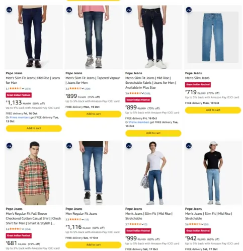 Image of Pepe Jeans Men's Cloths at minimum 78% Discount