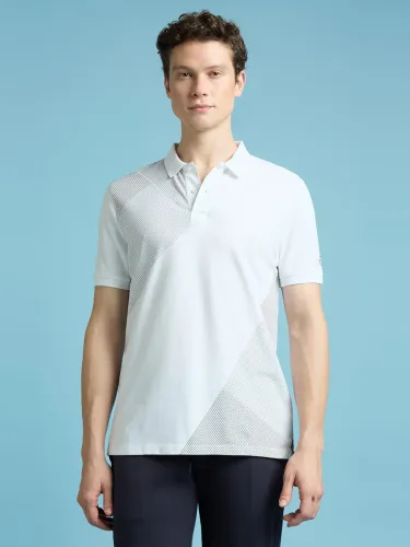 Image of Pepe Jeans Men Colorblock Polo Neck Pure Cotton White T-Shirt
