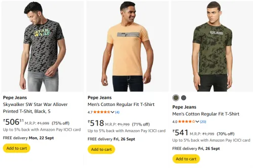 Image of Pepe Jeans Men Tshirt Minimum 70% Discount