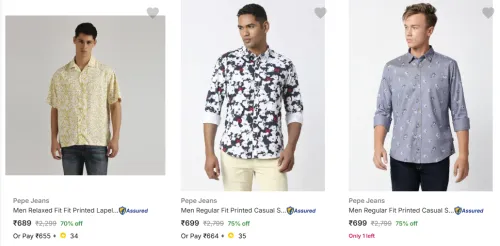 Image of Pepe Jeans Men's Casual Shirts upto 75% Discount