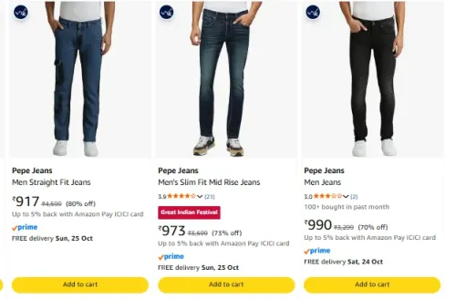 Image of Pepe Jeans Men's Jeans at minimum 70% Discount