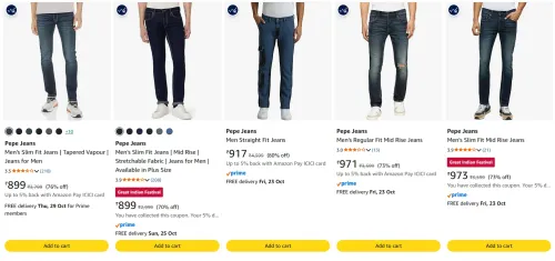 Image of Pepe Jeans Men's Jeans at minimum 70% Discount