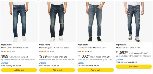 Image of Pepe Jeans Men's Jeans upto 77% discount 