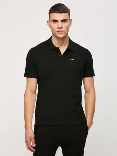 Image of Pepe Jeans Solid Men Polo Neck Black T-Shirt