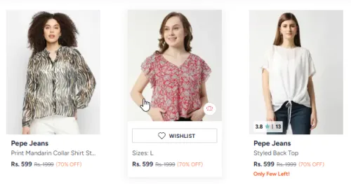 Image of Pepe Jeans Women Top Minimum 70% Discount