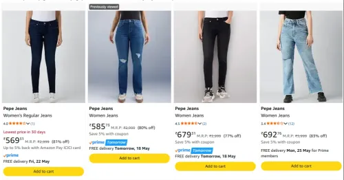 Image of Pepe Jeans Women's Jeans at minimum 70% Discount