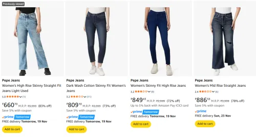 Image of Pepe Jeans Women's Jeans upto 83% Discount