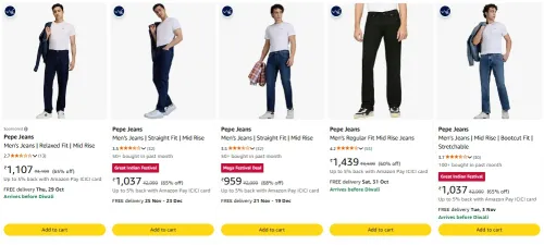 Image of Pepe Men's Straight Jeans at minimum 60% Discount