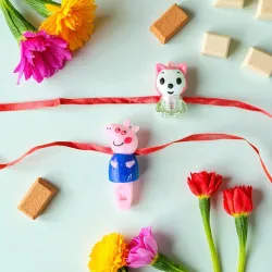 Peppa Pig Whistle Pet Light Rakhi Combo with Tilak