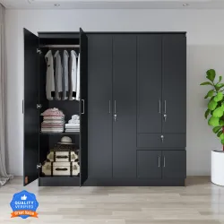 Flipkart Perfect Homes Julian Engineered Wood 6 Door Wardrobe (Finish Color - Wenge, Knock Down)