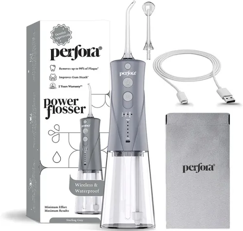 Image of Perfora Power Water Dental Flosser250ml CapacitySG 2Nozzles 1500mAh Battery Grey