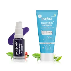 Perfora Teeth Whitening Mini Combo | Purple Serum & Dream White Toothpaste