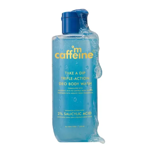 Image of mCaffeine 2% Salicylic acid , 3-in-1 Perfume Body Wash - Odour Control, & Long Lasting Aqua Fresh Fragrance | Exfoliates
