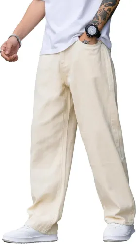 Image of PERISFASHION Men Straight Fit Mid Rise Beige Jeans
