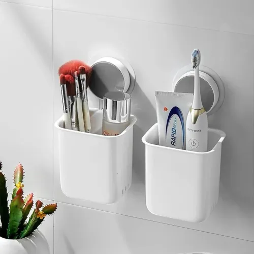 Image of Perpetual Plastic Wall Mounted Toothbrush Holder Set of 2