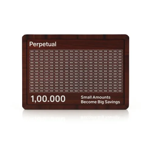 Image of Perpetual Wooden Money Piggy Bank, Money Saving Box, Gullak with Saving Chart,100000 Cash Collection Bank for Kids and A