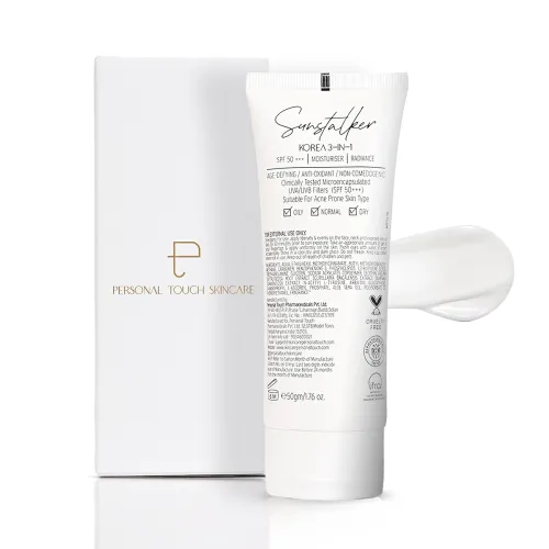 Image of Personal Touch Sunscreen SPF 50 PA+++ for Face | Sunstalker Korea 3 in 1| Lightweight Sunscreen with No White Cast | Non