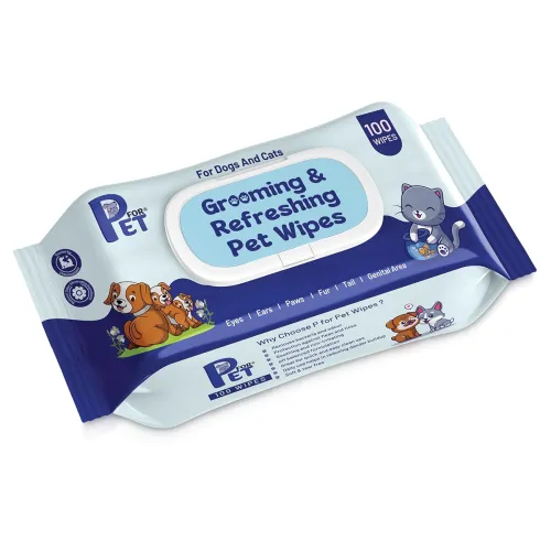 Image of Grooming Wet Wipes 100 Count (Pack of 1) for Dogs, Cats & All Pets | Purified Water, Glycerin | Anti-Bacterial | Cleansi