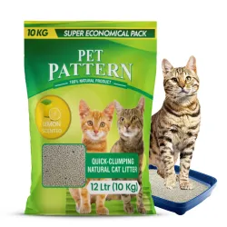 Pet Pattern Cat Litter Lemon Scented Odor Control for a Soothing Environment, 10Kg (DogsNCats - Authorised Partner)