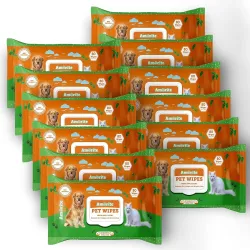 Pet Wipes for Dogs & Cats | 960 Count(Pack of 12) Extra Thick Anti-Bacterial Wet Wipes | Grooming, Cleaning, Deodorizing Wipes | Alcohol-Free, Anti-Itching Formula with Rose Water & Glycerin...