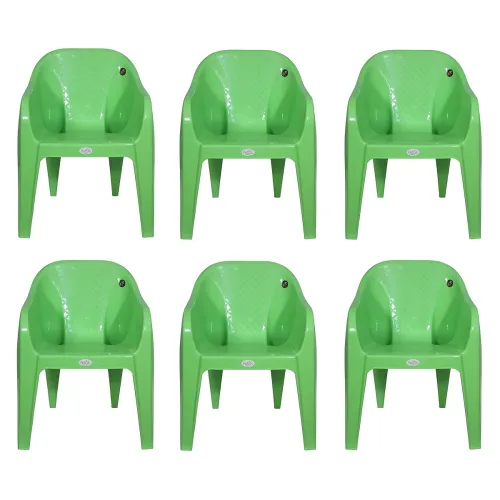 Image of PETALS Plastic Chairs Set of 6 Without Cushion