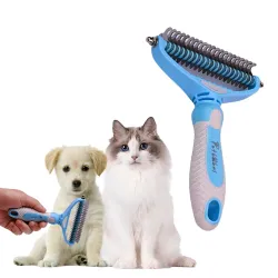 Petbabas Dog and Cat Grooming Kit, Self Cleaning Cat Comb Hair Brush for Indoor Cats, Dog Deshedding Brush, Pet Massagin
