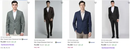 Image of Peter England Men's Readymade Suits upto 60% Discount 