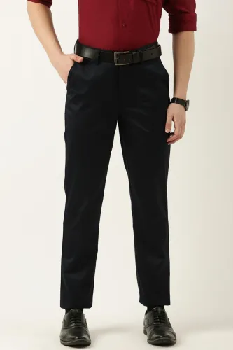 Image of PETER ENGLAND Men Slim Fit Black Polycotton Trousers