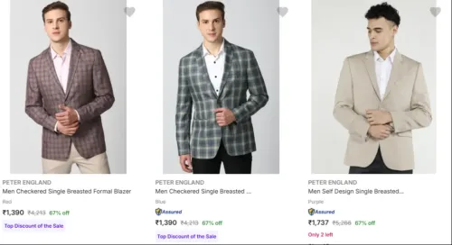 Image of Peter England Men's Blazer at 67% Discount