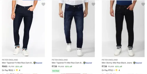 Image of Peter England Men's Jeans @ Minimum 60% Discount