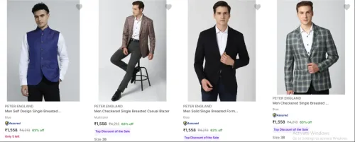 Image of Peter England Men's Readymade Blazers Starting At ₹1558