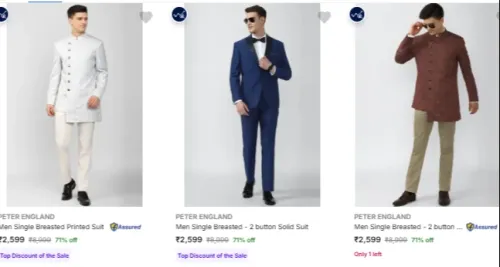 Image of PETER ENGLAND Men's Readymade Suits at minimum 71% Discount