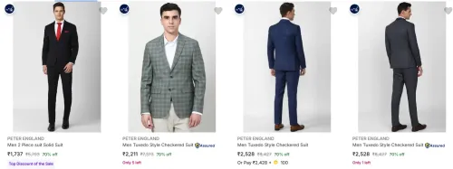 Image of PETER ENGLAND Men's Readymade Suits at minimum 70% Discount