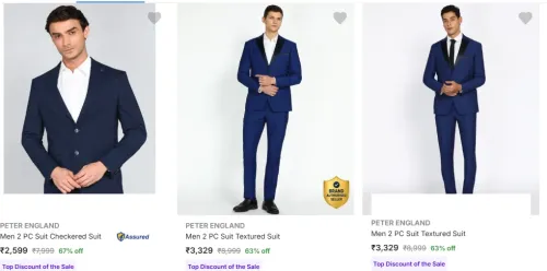 Image of Peter England Mens Readymade Suits Minimum 60% Discount