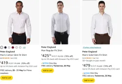 Peter England Mens Shirts at minimum 70% Discount