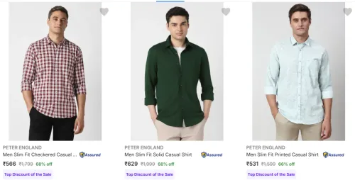 Image of PETER ENGLAND Men's Shirts at minimum 68% Discount