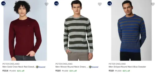 Image of PETER ENGLAND Men's Sweaters Starting @ ₹554