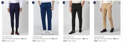 Image of PETER ENGLAND Men's Trousers at minimum 71% Discount