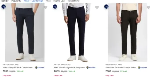 Image of PETER ENGLAND Men's Trousers at minimum 70% Discount