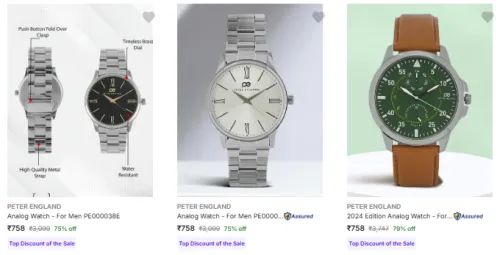 Image of Peter England Men's Wrist Watches Upto 79% Discount