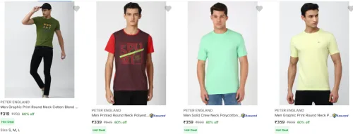 Image of Peter England Men's T Shirts at Minimum 60% Discount