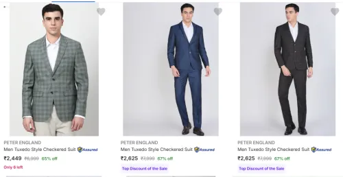 Image of Peter England Tuxedo-Style Suit upto 67% Discount